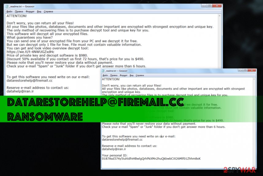 Datarestorehelp@firemail.cc ransomware