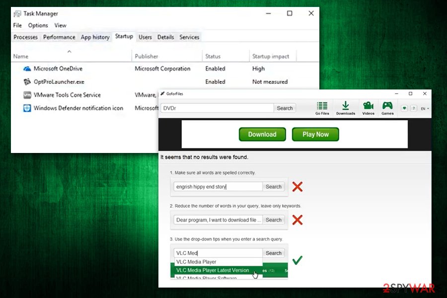 GoForFiles startup items