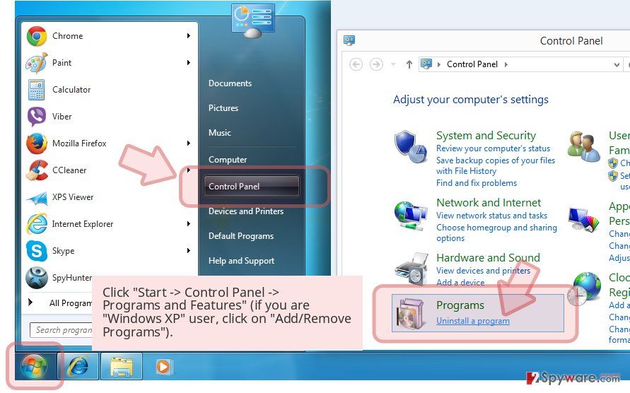 Click 'Start -> Control Panel -> Programs and Features’ (if you are ‘Windows XP’ user, click on ‘Add/Remove Programs’).” title=”Click ‘Start -> Control Panel -> Programs and Features’ (if you are ‘Windows XP’ user, click on ‘Add/Remove Programs’).”></li>
<li>If you are <span class=
