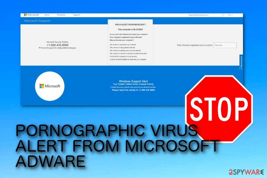 PORNOGRAPHIC VIRUS ALERT FROM MICROSOFT pop-up scam