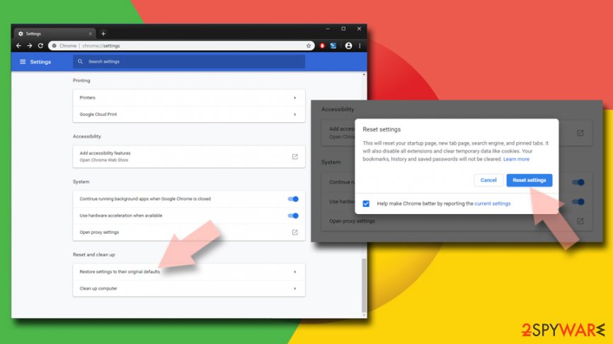 Facebook virus - reset Google Chrome