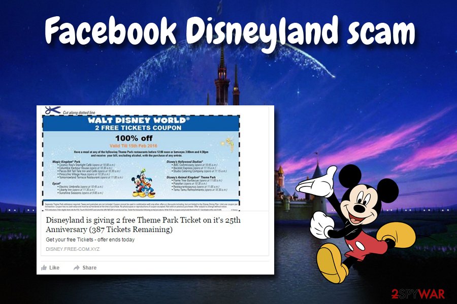 Facebook virus Disneyland scam