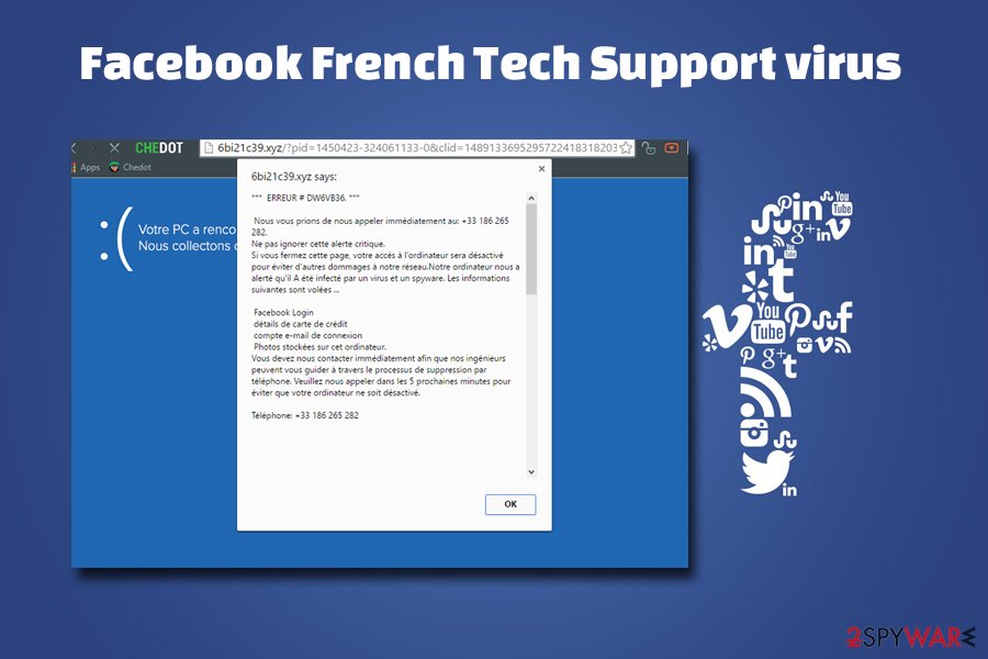 Facebook virus - French tech support scam