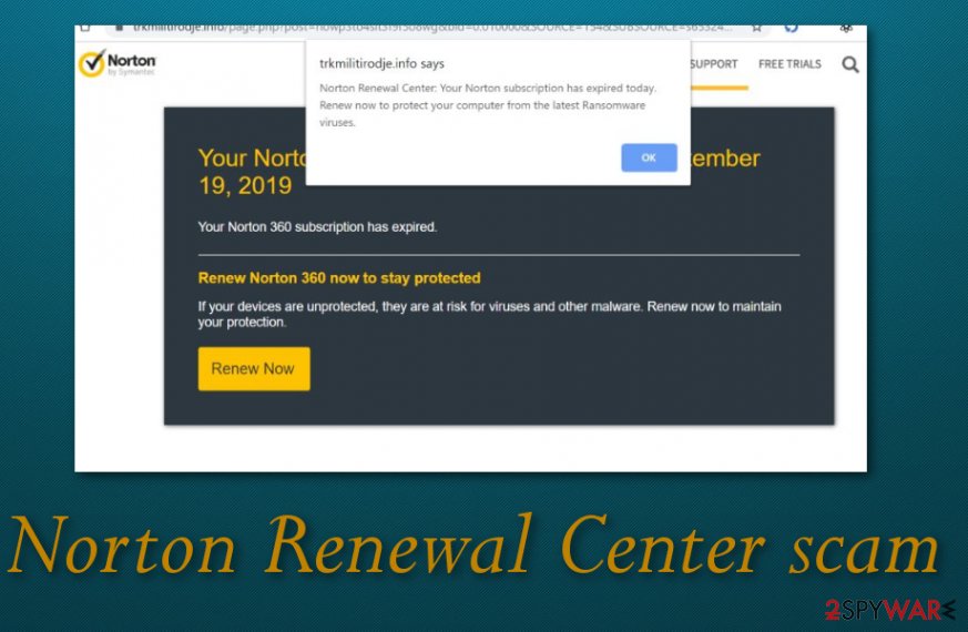 Norton renewal center pop-up