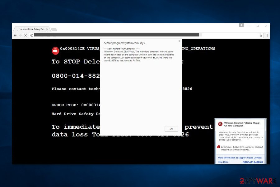Windows Detected ZEUS Virus scam