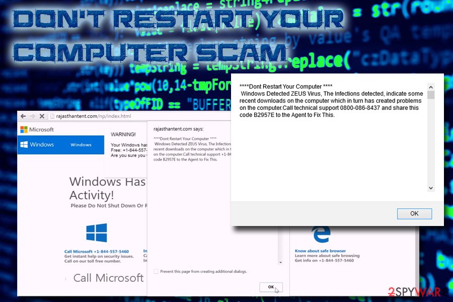 Don't restart your computer scam