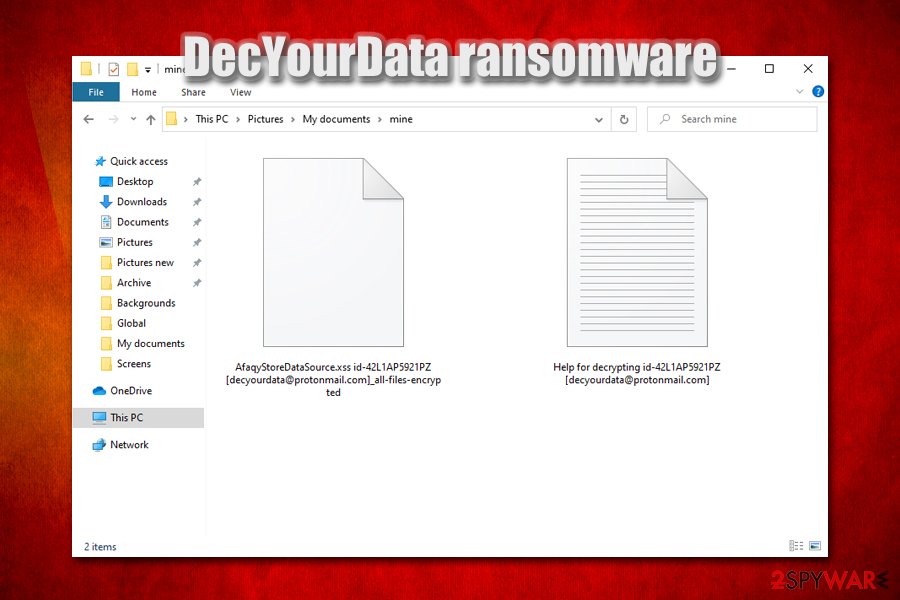 DecYourData ransomware encrypted files