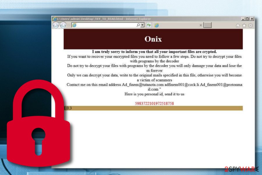 ONIX ransomware virus