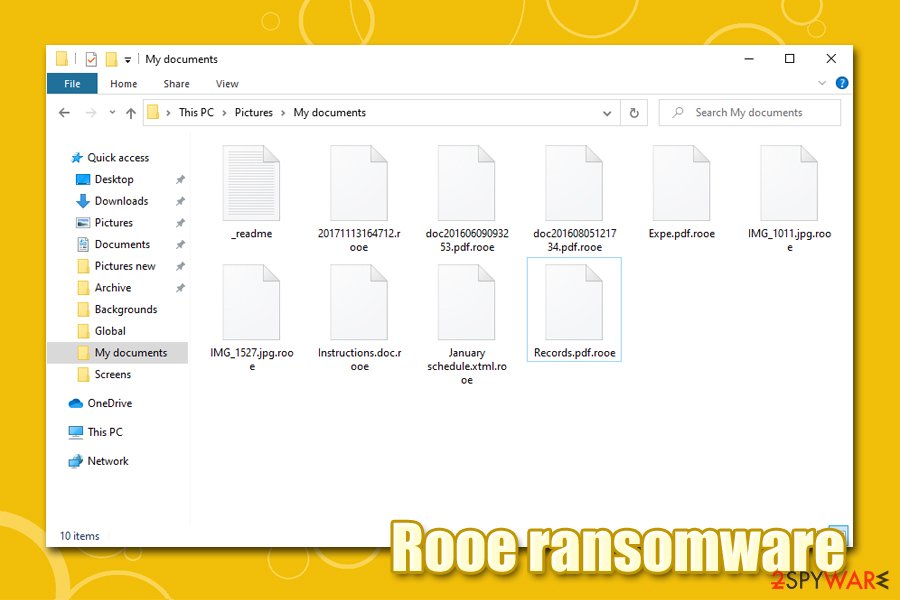 Rooe ransomware encrypted files