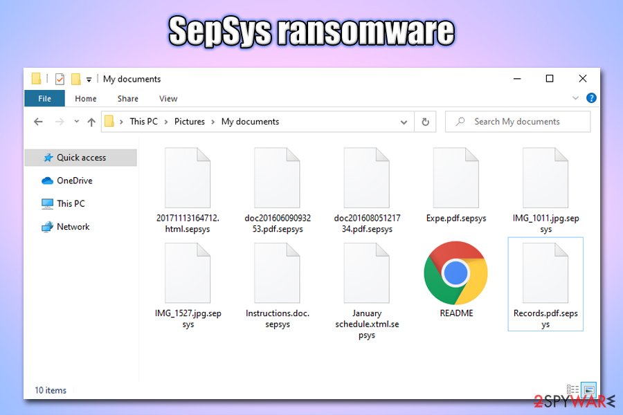 SepSys ransomware encrypted files