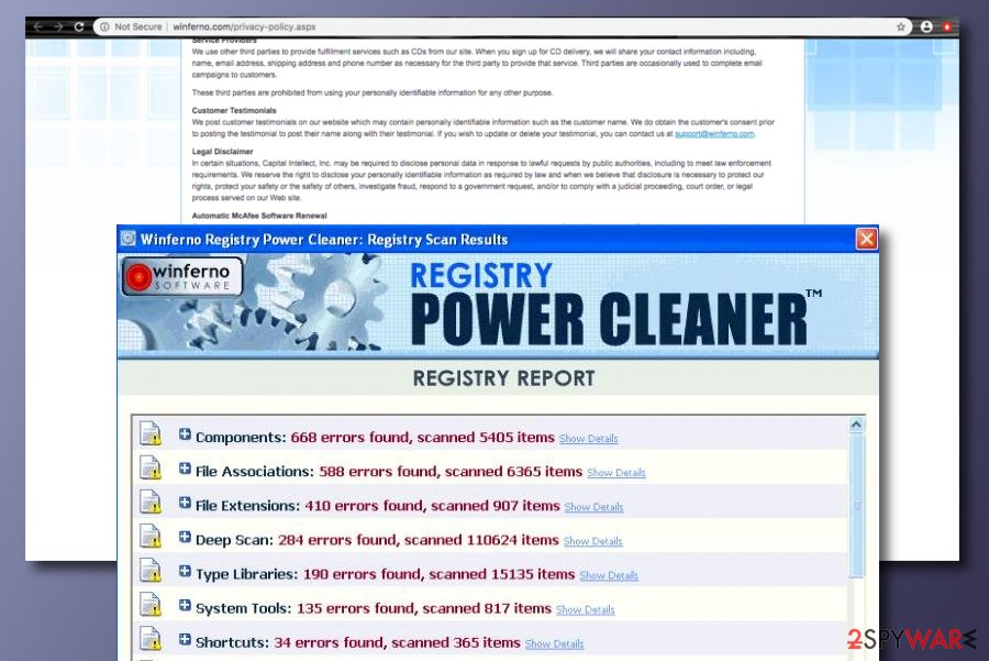 Winferno Registry Power Cleaner virus