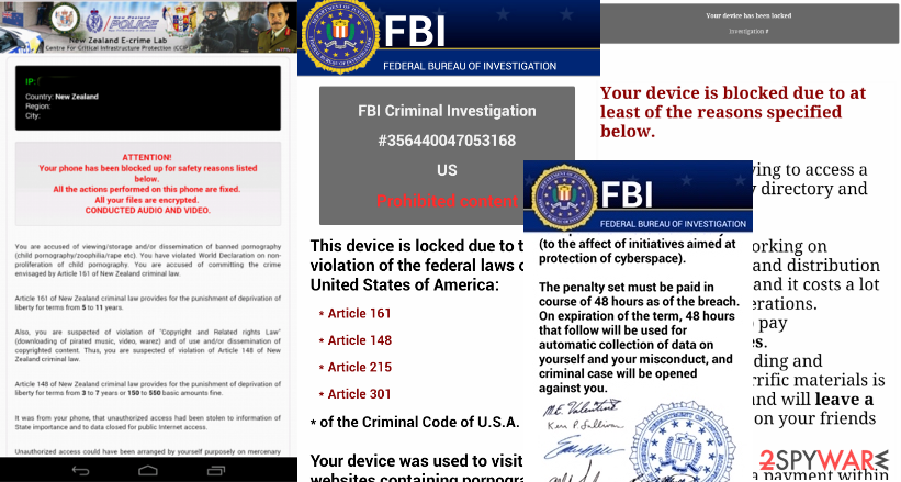 Android virus FBI lock screen example