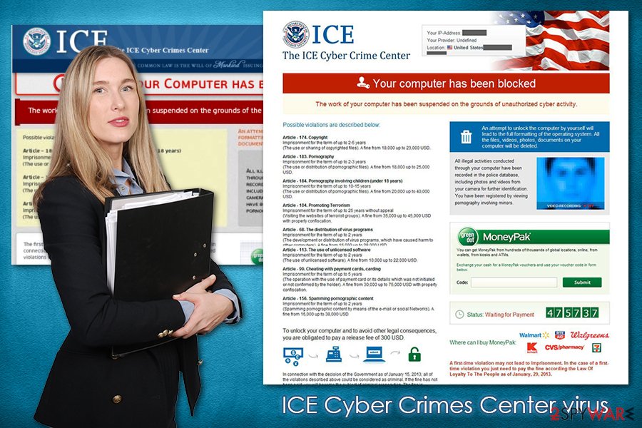 ICE Cyber Crimes Center virus lockscreen