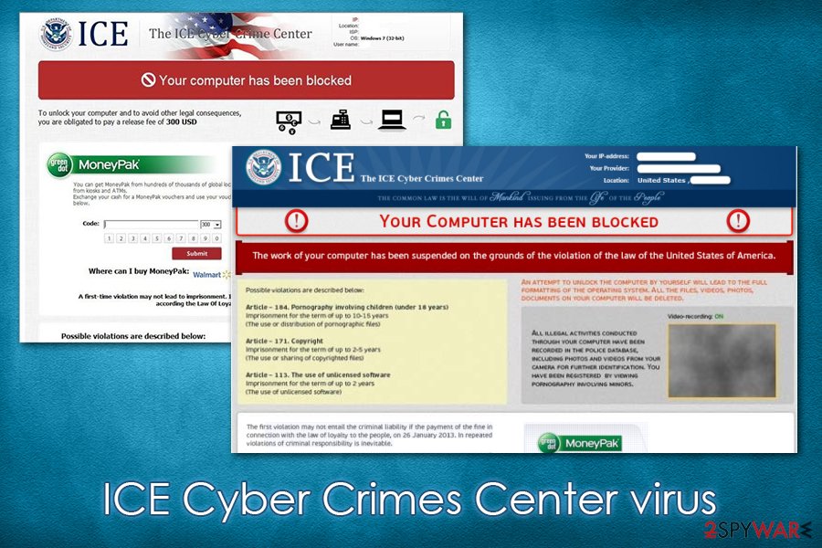ICE Cyber Crimes Center virus