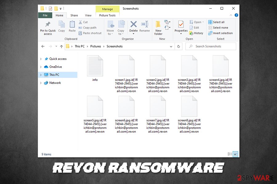 Revon ransomware locked files