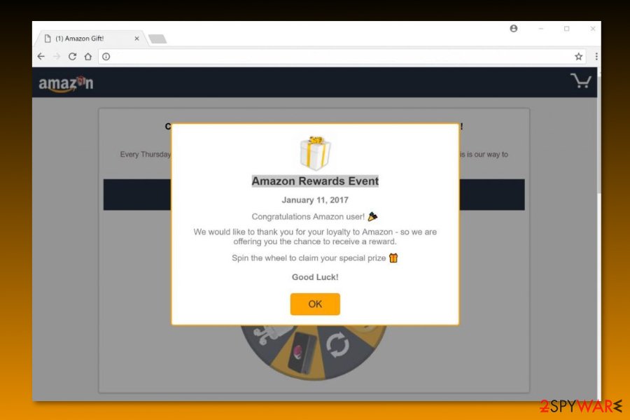 Example of “Amazon Rewards Event” scam