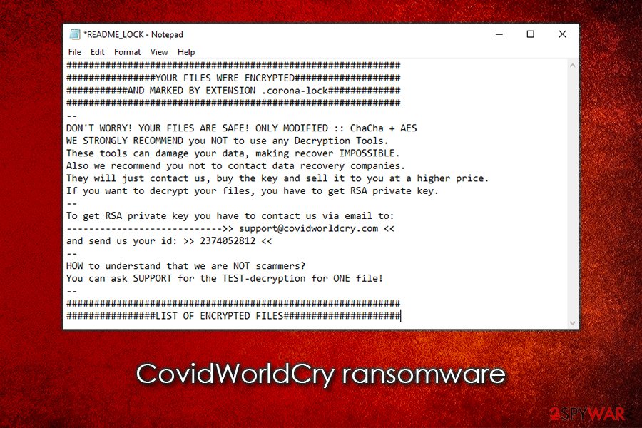 CovidWorldCry ransomware