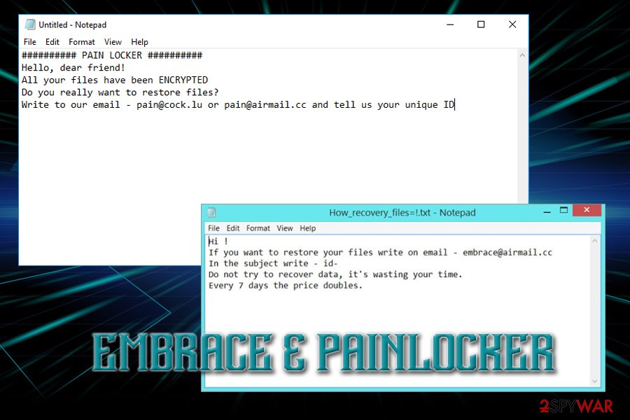 Embrace & PainLocker ransomware