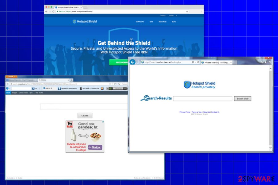 The screenshot of the Hotspot Shield Toolbar