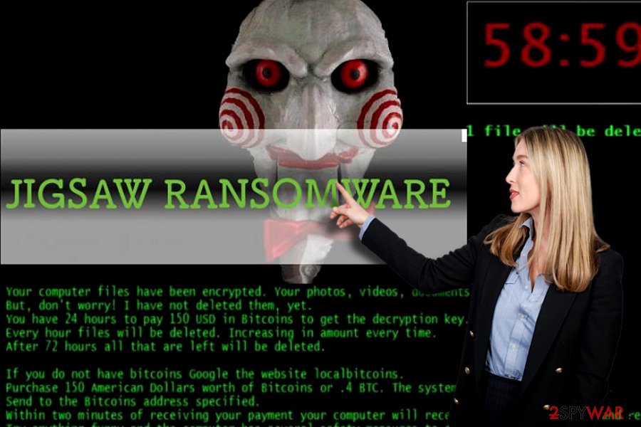 Jigsaw ransomware virus illustration