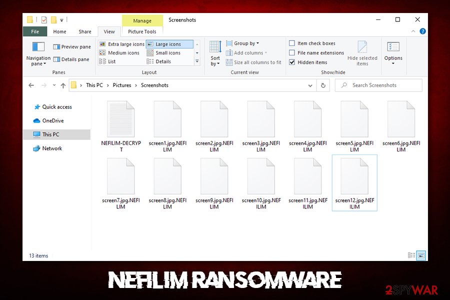 Nefilim ransomware encrypted files