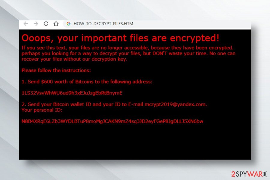 Xorist ransomware lock screem