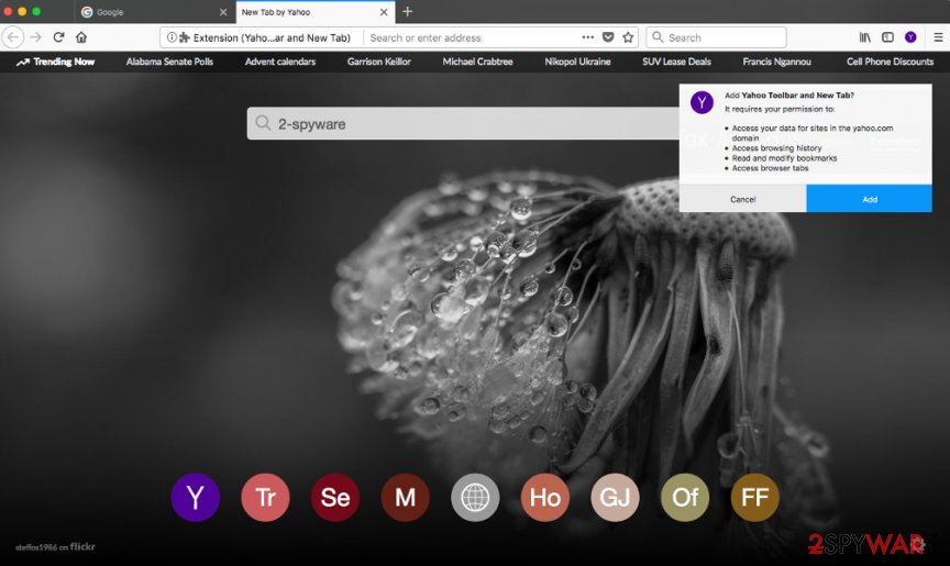 Yahoo Toolbar on Firefox web browser