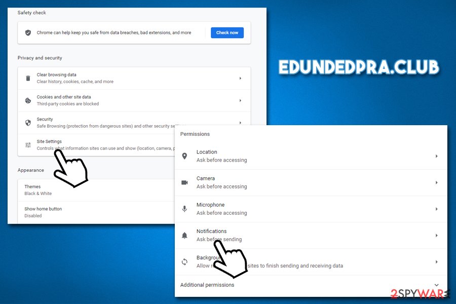 Edundedpra.club termination from Chrome