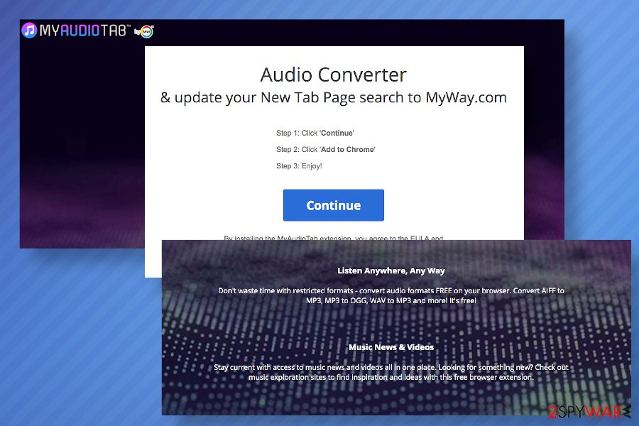 Hp.myway.com can be set by MyAudioTab toolbar