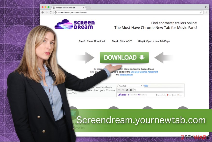 Screendream.yournewtab.com browser hijacker