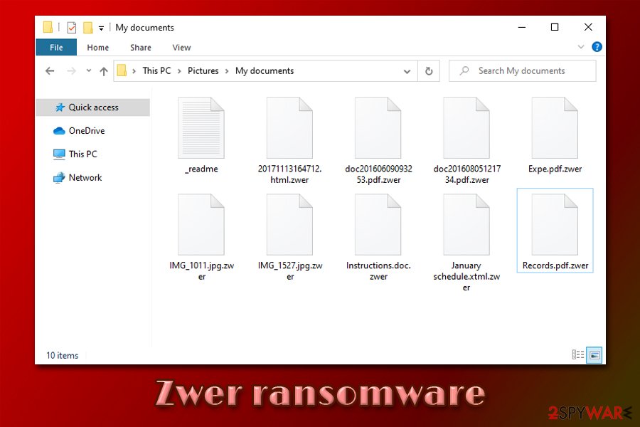 Zwer ransomware encrypted files