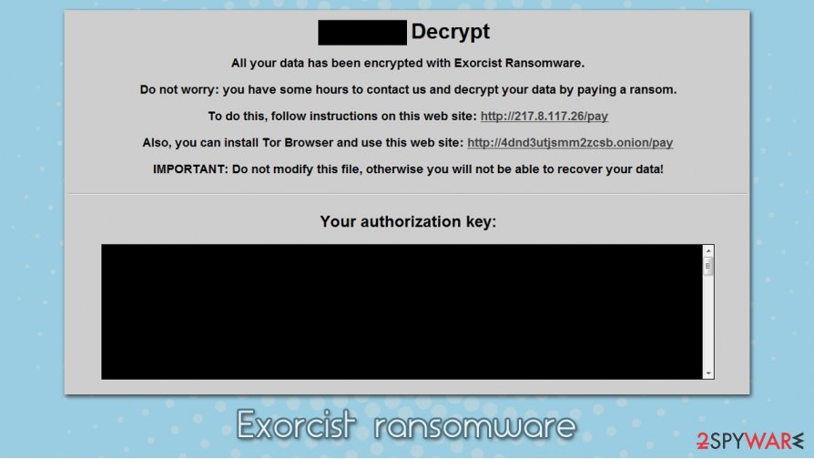 Exorcist ransomware