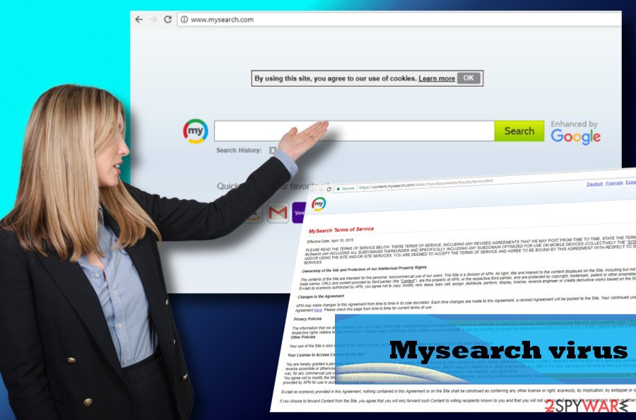 Mysearch is a virus that may display links to suspicious domains
