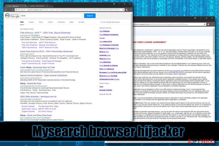 Mysearch browser hijacker