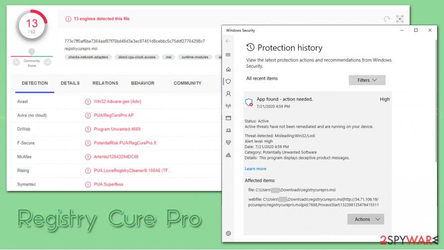 Registry Cure Pro detectionRegistry Cure Pro