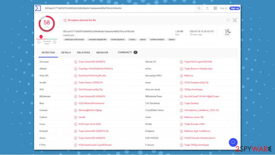 WastedLocker ransomware detection