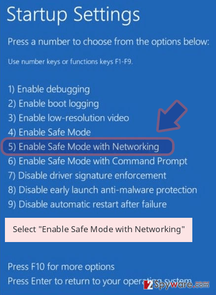 Select 'Enable Safe Mode with Networking'